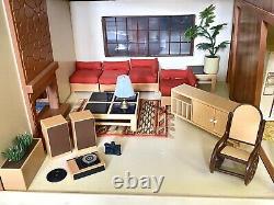 Vintage Tomy Smaller Homes & Gardens Dollhouse, Furniture And 2 People