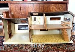 Vintage Tomy Smaller Homes & Gardens Dollhouse, Furniture And 2 People