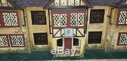 Vintage Tri-Ang Dollhouse English Tudor Style Tin Bay Windows 45x 11x 20