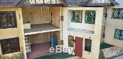 Vintage Tri-Ang Dollhouse English Tudor Style Tin Bay Windows 45x 11x 20