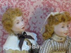 Virginia Davis Orenyo Vintage Pair of Sibling Dolls Artisan Dollhouse Miniature