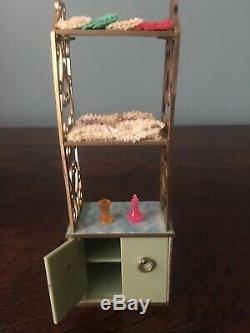 Vtg Dollhouse Furniture Ideal Petite Princess Patti Bathroom Towel Rack & Hamper