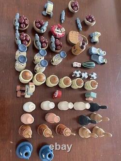 Vtg Wood Miniature Doll House Country Butter Churn Apple Hand Painted Lot Of 45