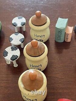 Vtg Wood Miniature Doll House Country Butter Churn Apple Hand Painted Lot Of 45