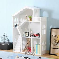 WODENY Dollhouse White Wooden Kids Bookshelf Bookcase 2020 Best Gift f/ Children