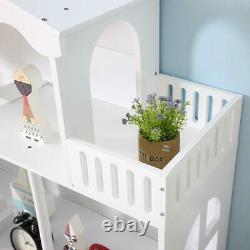 WODENY Dollhouse White Wooden Kids Bookshelf Bookcase 2020 Best Gift f/ Children