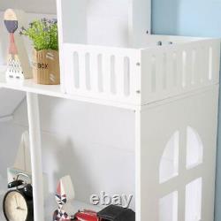 WODENY Dollhouse White Wooden Kids Bookshelf Bookcase 2020 Best Gift f/ Children