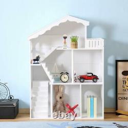 WODENY Dollhouse White Wooden Kids Bookshelf Bookcase 2020 Best Gift f/ Children