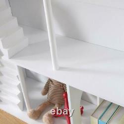 WODENY Dollhouse White Wooden Kids Bookshelf Bookcase 2020 Best Gift f/ Children