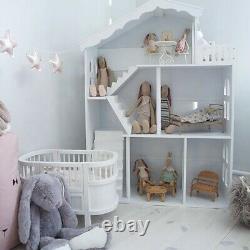 WODENY Dollhouse White Wooden Kids Bookshelf Bookcase for Girls Boys GiftUK