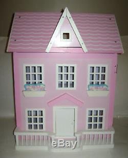 WOODEN DOLL HOUSE PINK WHITE WOOD GIRLS TOY GAME FUN 23x18.75x16 BEAUTIFUL