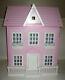 Wooden Doll House Pink White Wood Girls Toy Game Fun 23x18.75x16 Beautiful