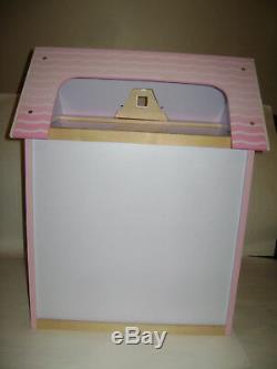 WOODEN DOLL HOUSE PINK WHITE WOOD GIRLS TOY GAME FUN 23x18.75x16 BEAUTIFUL