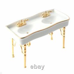 White Double Sink 112 scale Dolls House Miniature