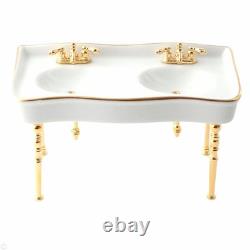 White Double Sink 112 scale Dolls House Miniature