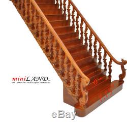 Wide Baroque staircase 9-10 112 Scale Miniature Wooden dollhouse stair WN