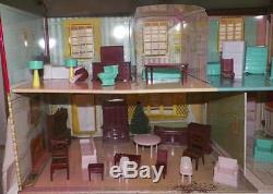 Wolverine Tin Litho Dollhouse & 31 Pieces Furniture Vintage Toy Retro # 805