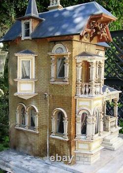 Wonderful Antique Gottschalk Blue Roof Dolls House, Original Condition
