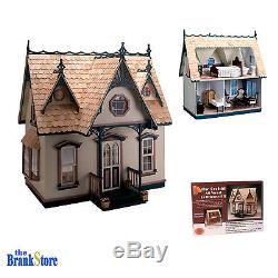 Wooden Dollhouse Kit Pink Miniature Victorian House Kids Adult Home Hobby Decor