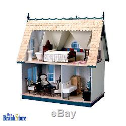 Wooden Dollhouse Kit Pink Miniature Victorian House Kids Adult Home Hobby Decor