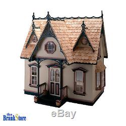 Wooden Dollhouse Kit Pink Miniature Victorian House Kids Adult Home Hobby Decor