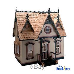 Wooden Dollhouse Kit Pink Miniature Victorian House Kids Adult Home Hobby Decor