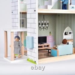 Wooden Dolls House, 2.6 Feet High with Elevator, Doorbell, Light