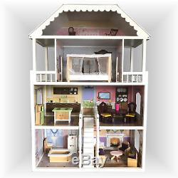 XXL Puppenhaus DREAM VILLA Barbiehaus Puppenhaus Puppenstube aus Holz mit Möbel