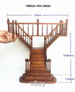 Y Staircase 112 Scale Miniature Wooden dollhouse stair WN with rails for 9-10